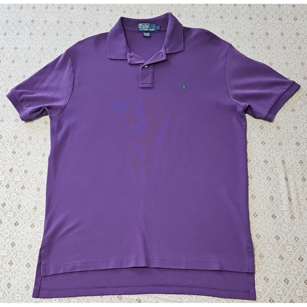 Polo Ralph Lauren Shirt Mens Large Purple‎ Polo Pull Over Short Sleeve